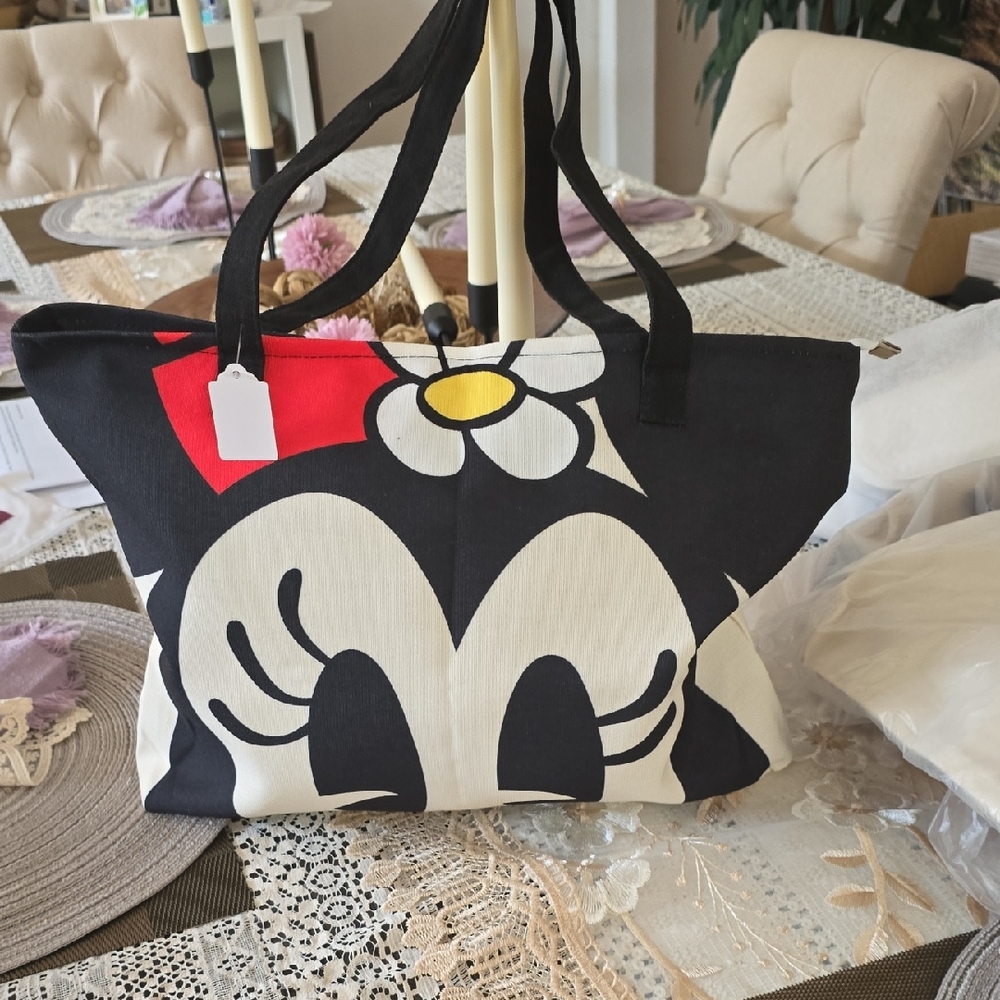 Whimsical Black and White Cartoon Tote Bag
